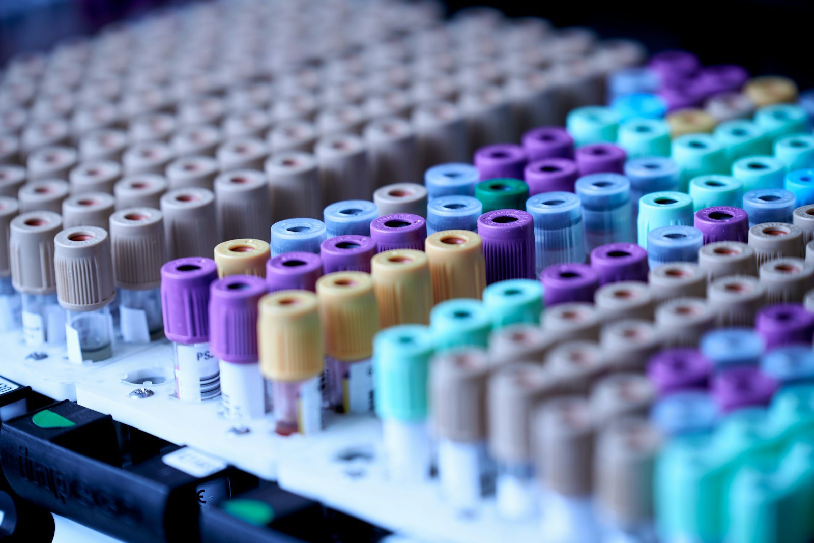 A blood sample tube prepared for testing