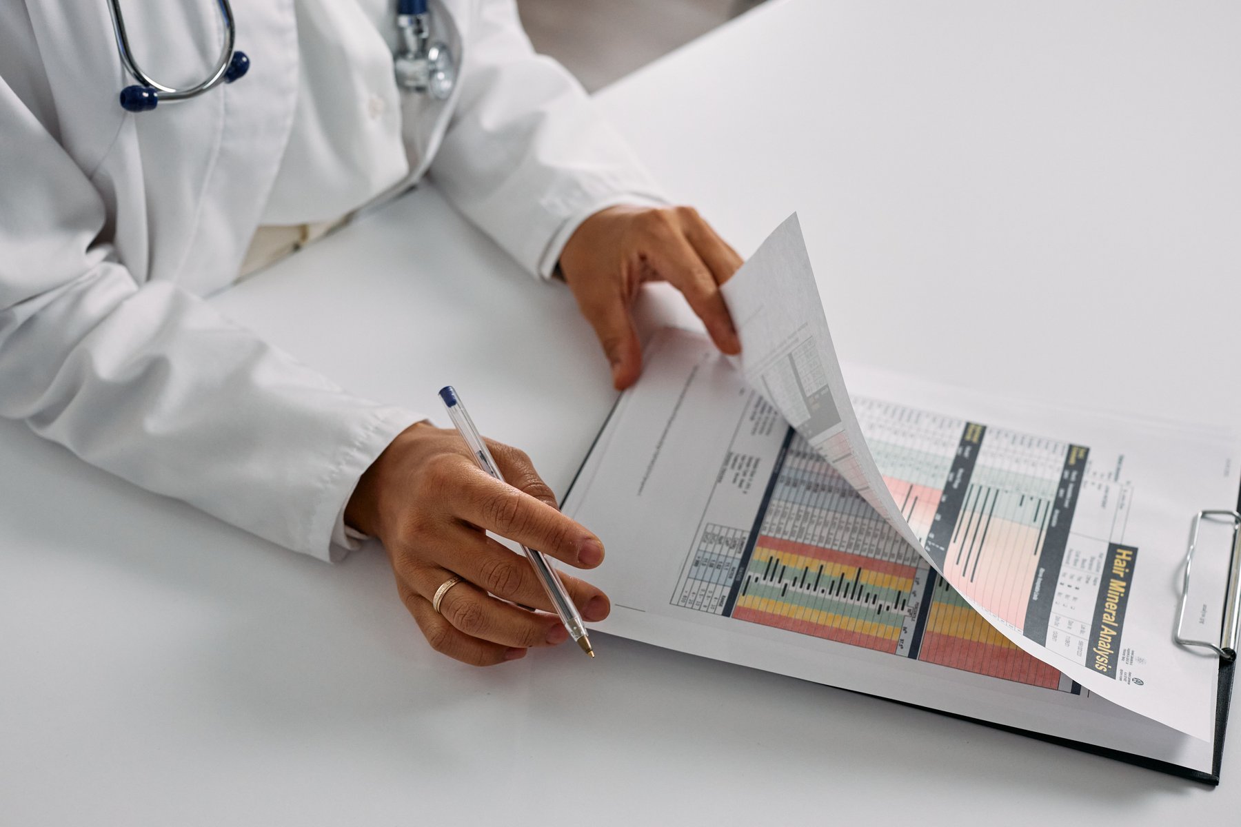 A clinician reviewing a patient chart