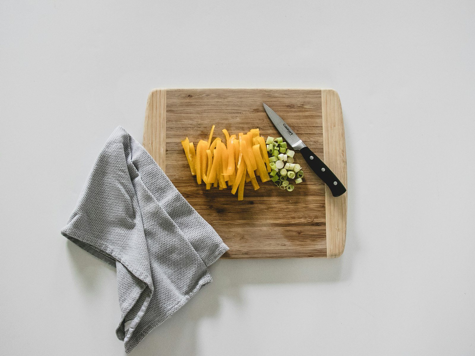 Fresh ingredients on a kitchen chopping board