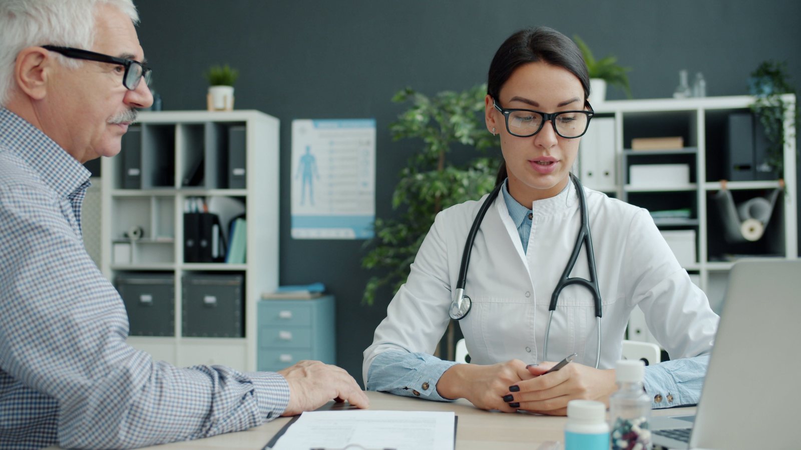 A patient and clinician in conversation