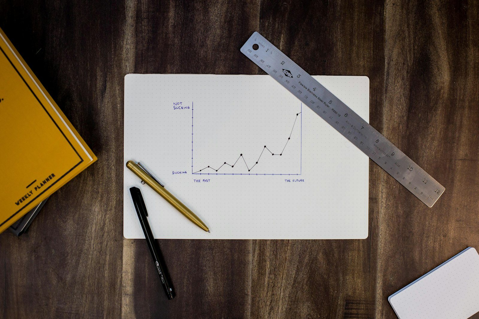 A hand-drawn line graph on paper