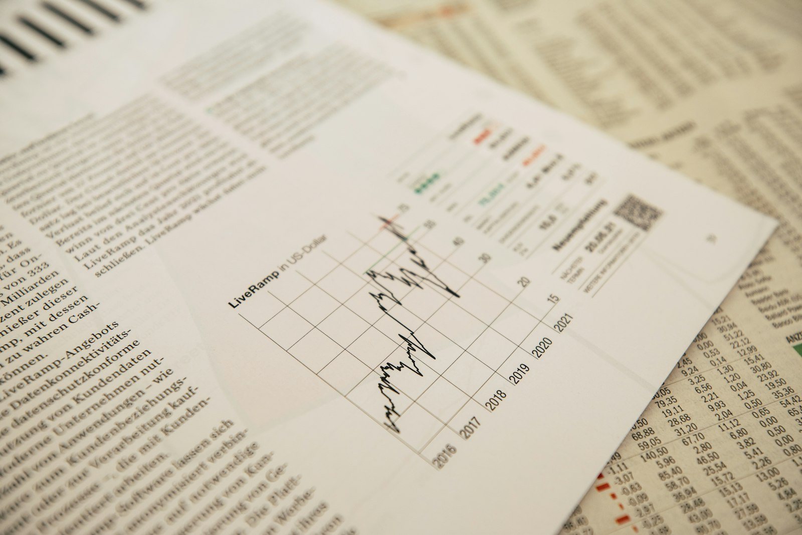 A printed report being reviewed on a desk